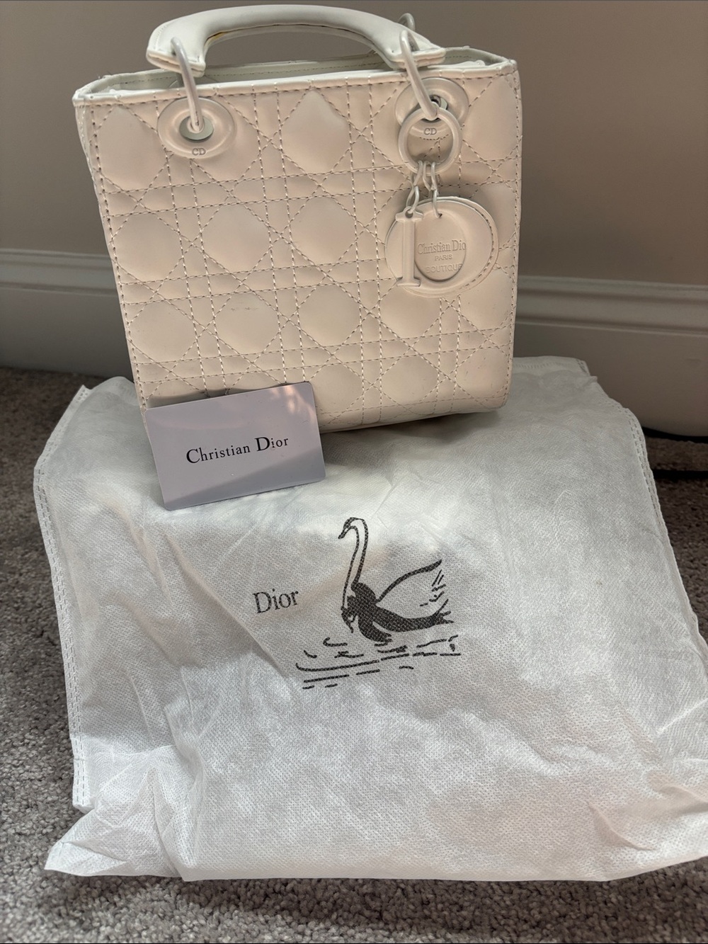 White Dior mini bag